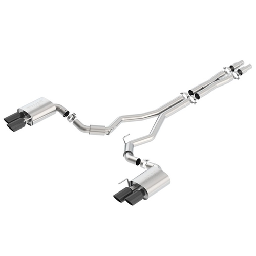 BORLA® Mustang S550 GT 2018-2023 Cat-Back™ S-Type - 3.0" Exhaust Without Active Valve ~ Black Tips part # 140745BC
